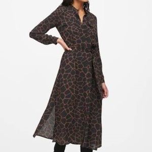 NWT Banana Republic Midi Animal Print Shirt Dress